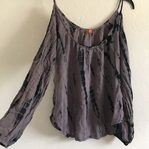 Long Sleeve Open Soldier Tie Dye Blouse